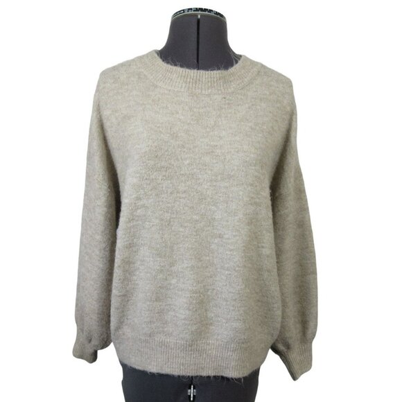 Lulus women's beige bishop sleeve eyelash knit pullover sweater S - Picture 1 of 11